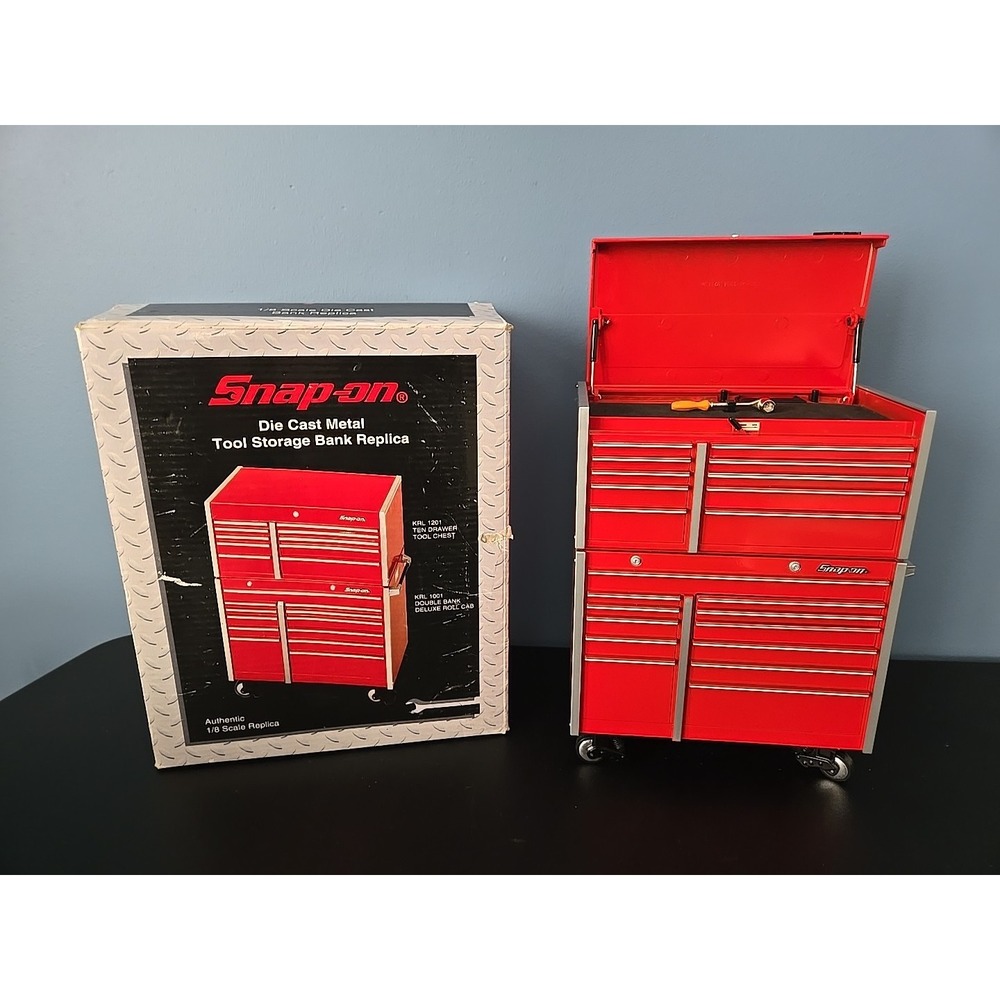 Snap-On Coin Bank Diecast Tool Box 1/8 Scale Red KRL1201 KRL1001 Replica Metal